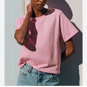 Zara Pink Crewneck Short Sleeve T-Shirt Size Small